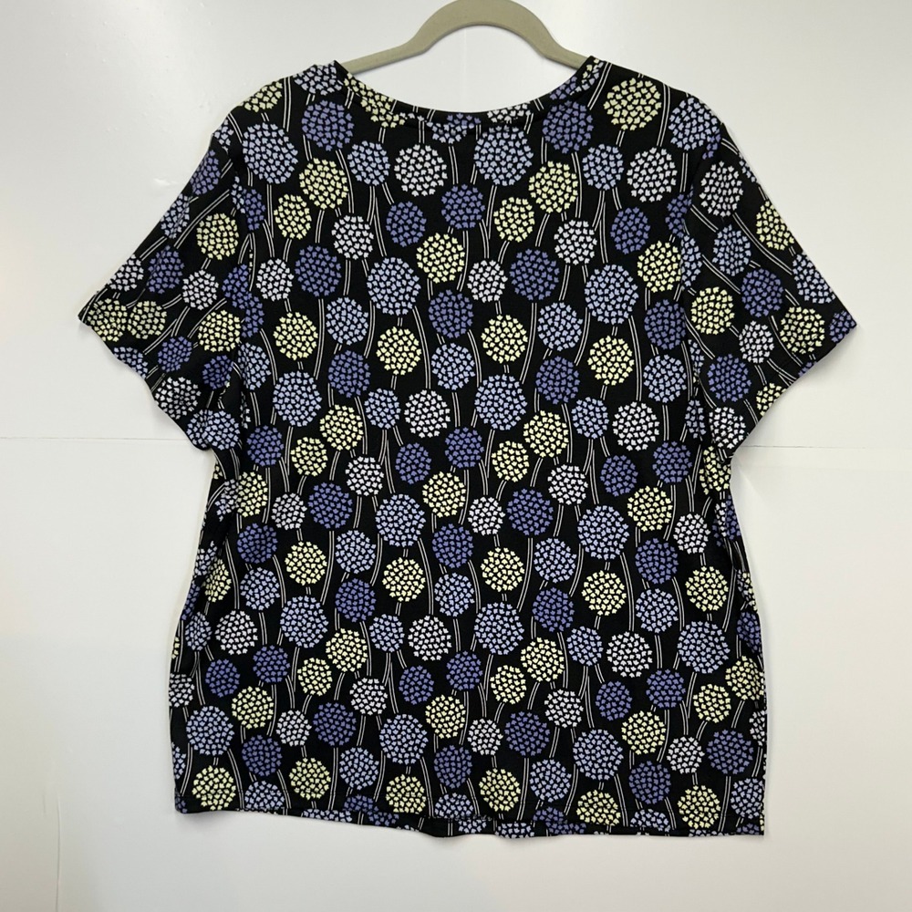 Jones New York Signature Womens 2X V-Neck Floral Top Rainshadow Multi Cotton NEW - Picture 2 of 12